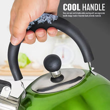 Stainless Steel Camping Kettle 2.5L Whistling Kettle for Gas Hob, Metallic Green
