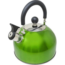 Stainless Steel Camping Kettle 2.5L Whistling Kettle for Gas Hob, Metallic Green