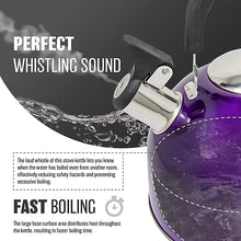 Stainless Steel Camping Kettle 2.5L Whistling Kettle for Gas Hob, Metallic Purple